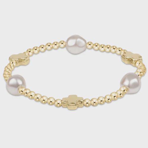 enewton Signature Cross Admire Pearl Pattern 3mm Bead Bracelet - Gold