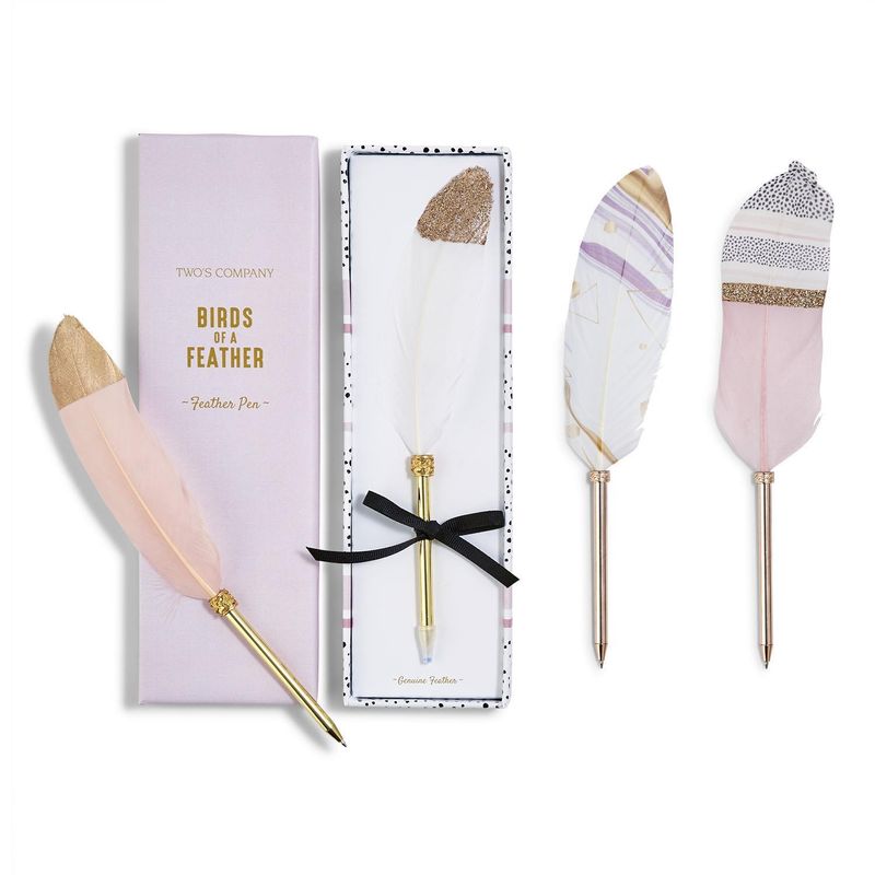 Two&#39;s Company Feather Ballpoint Pen in Gift Box