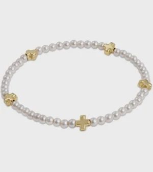 enewton Signature Cross Small Pearl Pattern 3mm Bead Bracelet