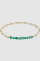 enewton Gold Bliss 2mm Bead Bracelet Green Onyx