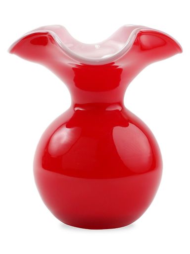 Vietri Hibiscus Glass Red Small Fluted Vase