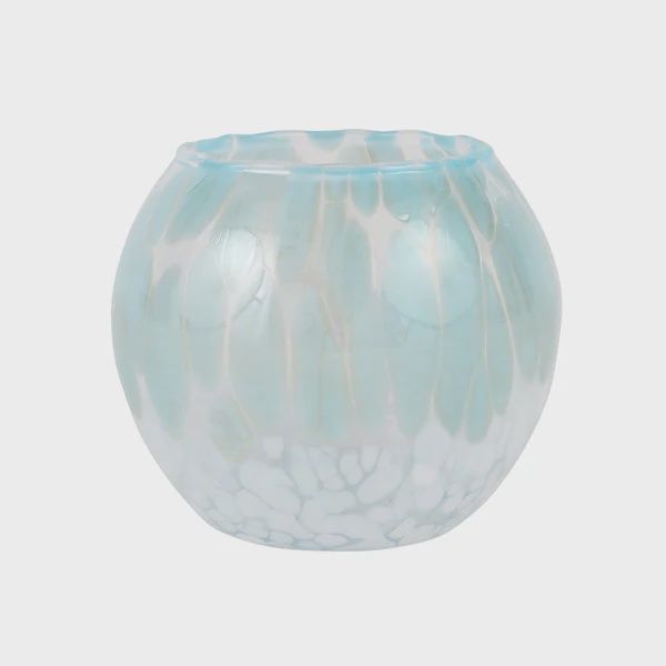 Vietri Nuvola Light Blue and White Round Bud Vase