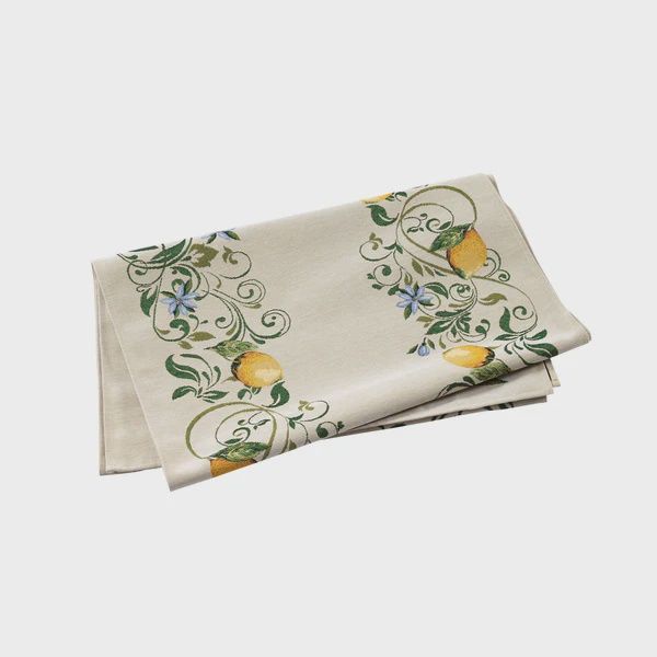 Vietri Tavola Lemons Runner with Blue Flowers