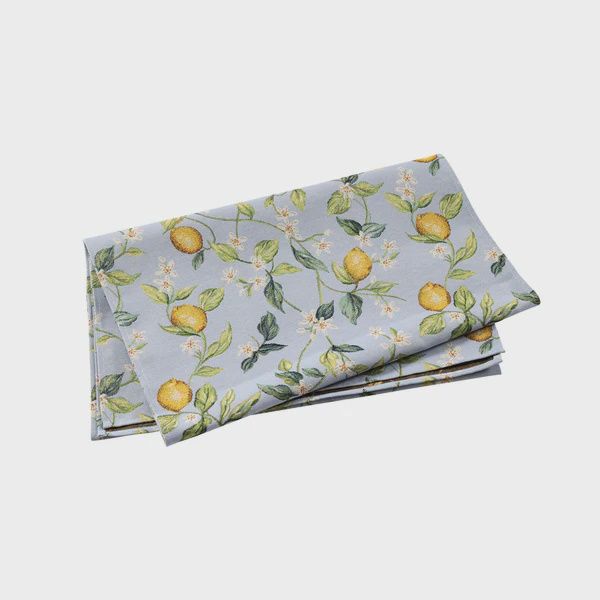 Vietri Tavola Lemons Runner with White Flowers