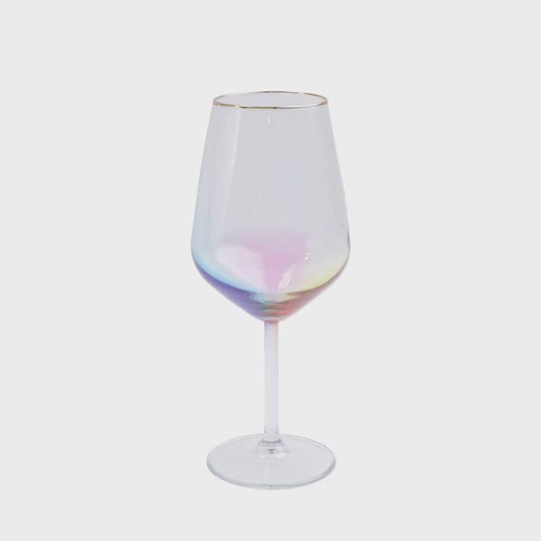 Viva by Vietri  Rainbow Gold Trim Wine Glass