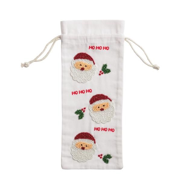 Mud Pie Ho Ho Beaded Wine Bag