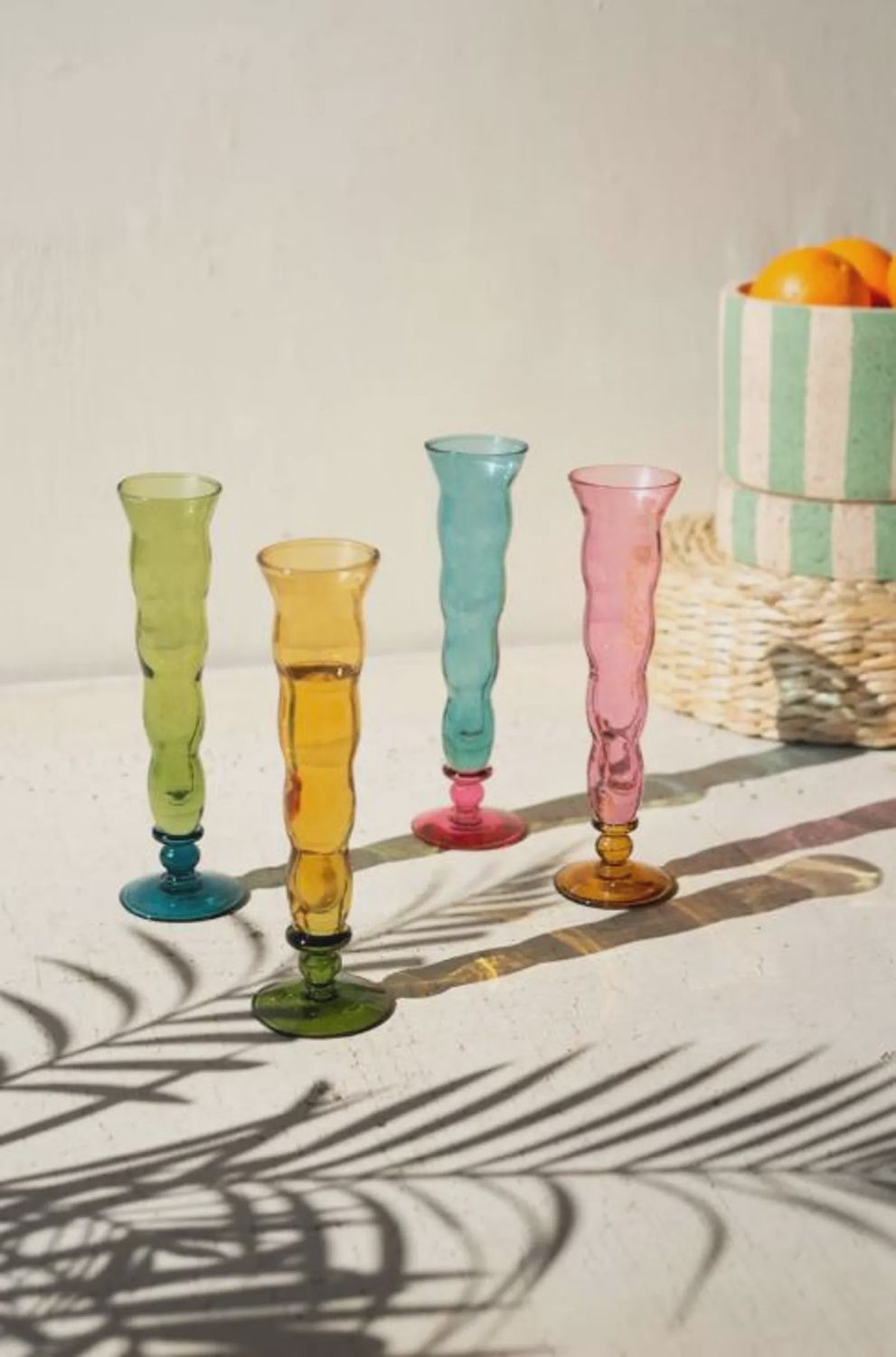 KALALOU Set of Four Wavy Trumpet Champagne Glasses