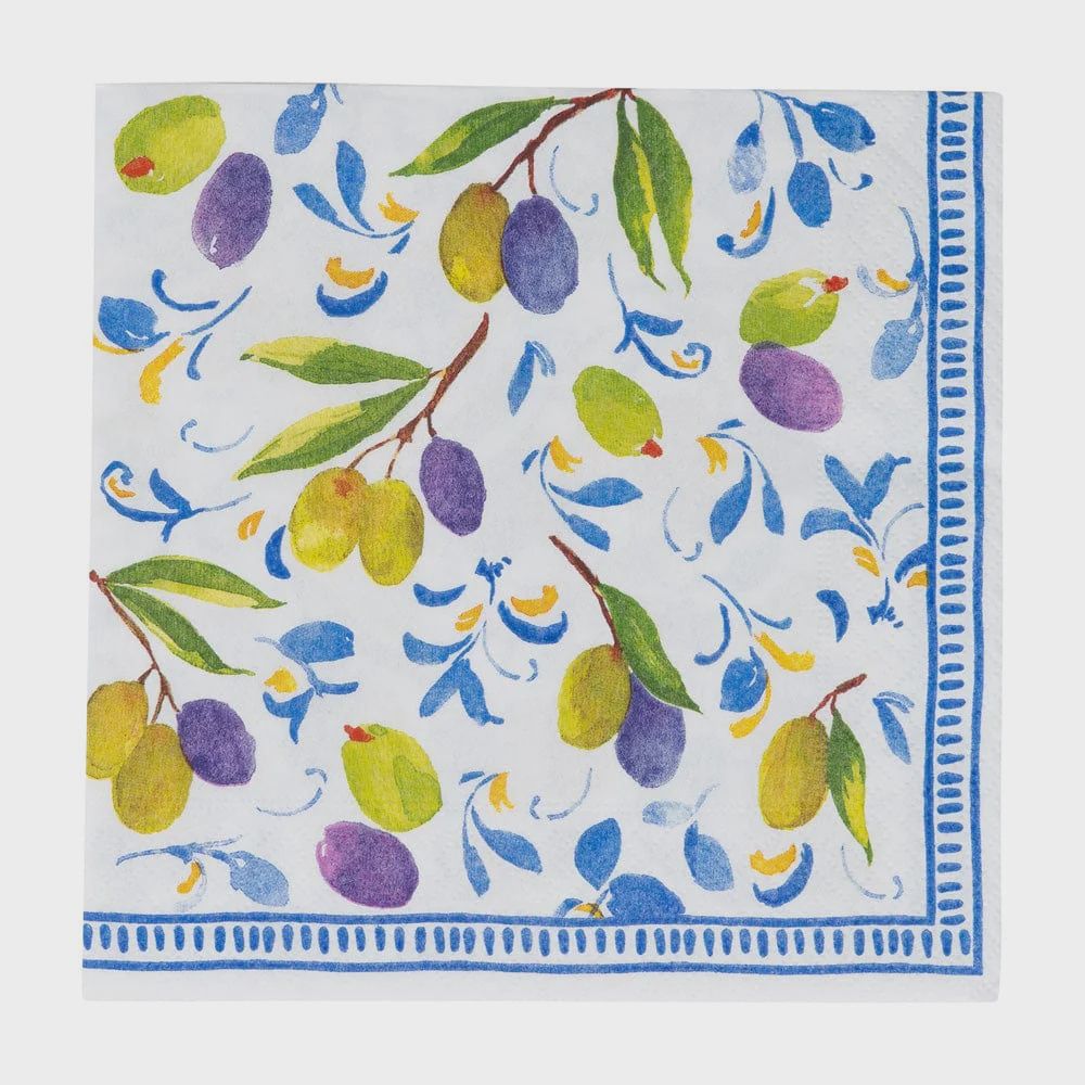 Caspari Mediterranean Blue Luncheon Napkins - 20 Per Package
