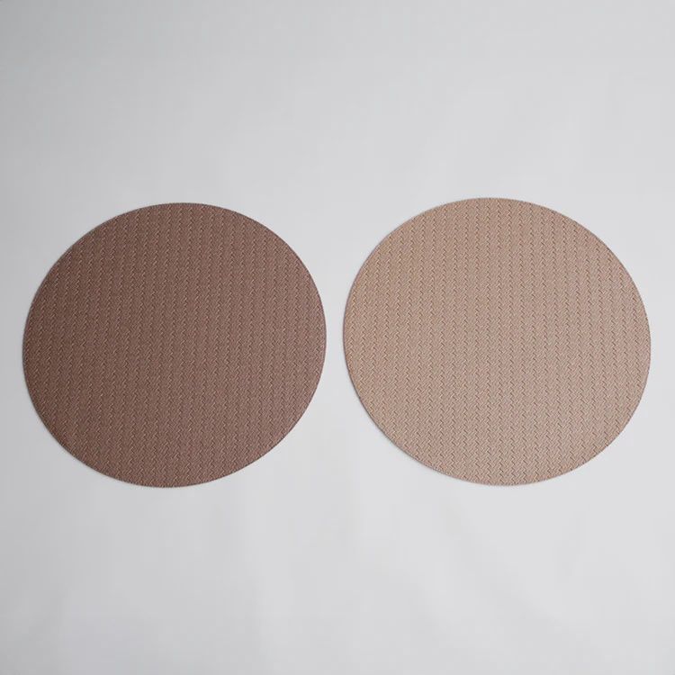 Beatriz Ball VIDA Metallic Snakeskin Reversible 15&quot; Round Placemats Set of 4 (Gold and Light Bronze)
