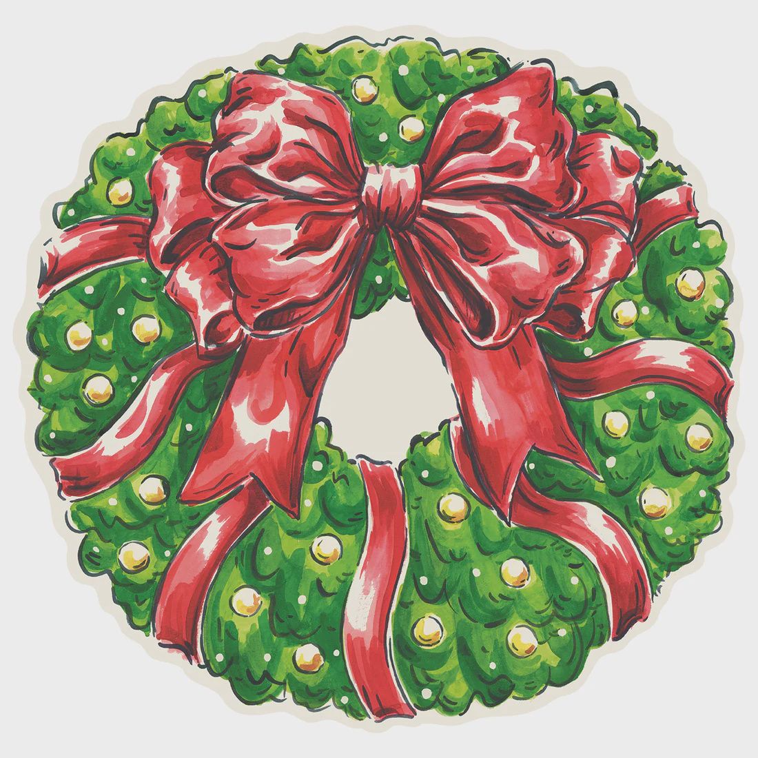 Hester &amp; Cook Die-cut Holiday Wreath Placemat - 12 Sheets