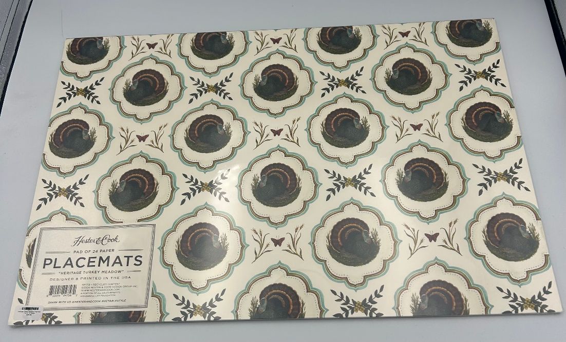 Hester &amp; Cook Heritage Turkey Meadow Placemat - Pad of 24 Sheets
