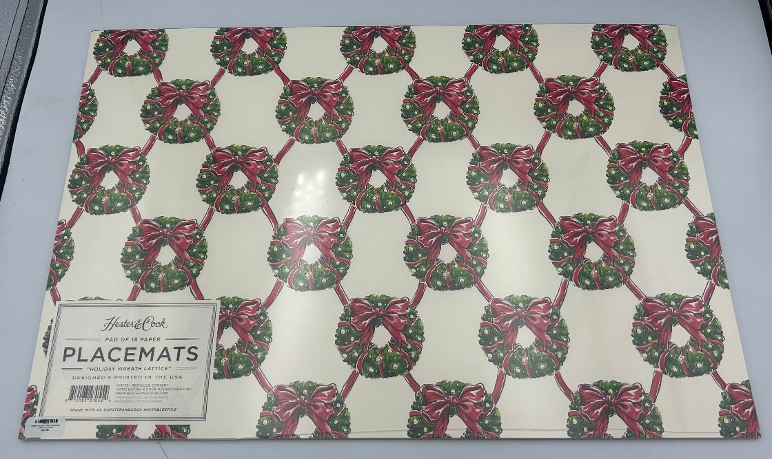 Hester &amp; Cook Holiday Wreath Lattice Placemat - Pad of 18 sheets