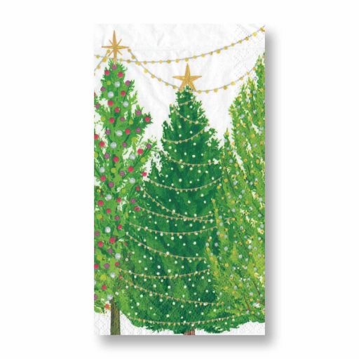 Caspari Christmas Tree Lights Guest Napkins - 15 Per Package