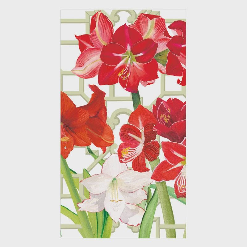 Caspari Amaryllis Conservatory Guest Towel - 15 Per Package