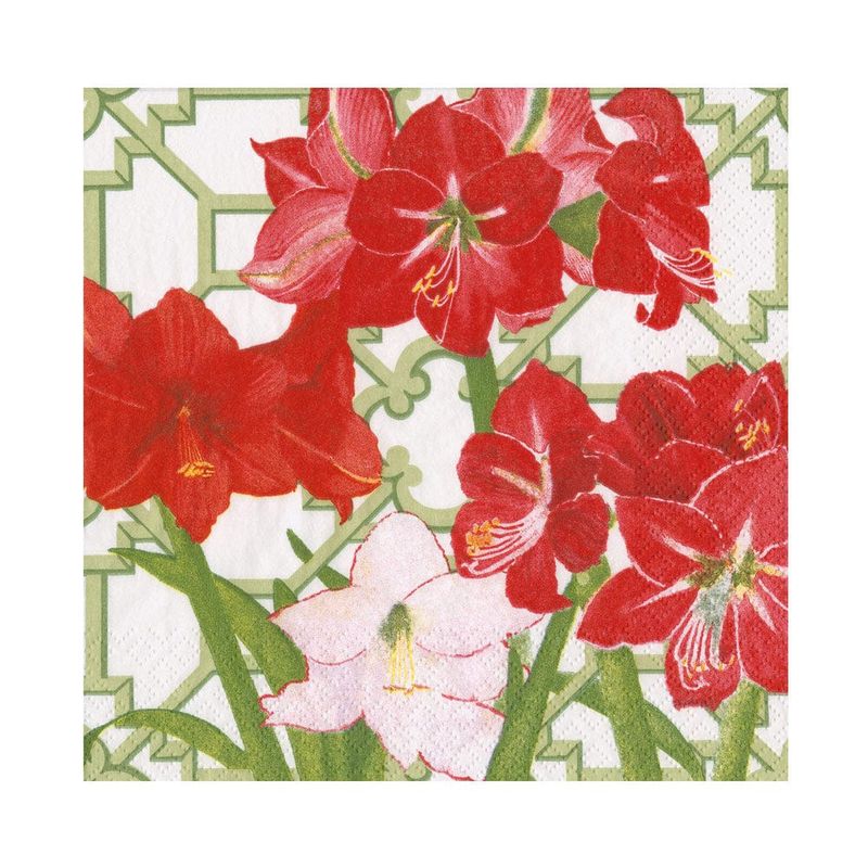 Caspari Amaryllis Conservatory Napkin Cocktail - 20 Per Package