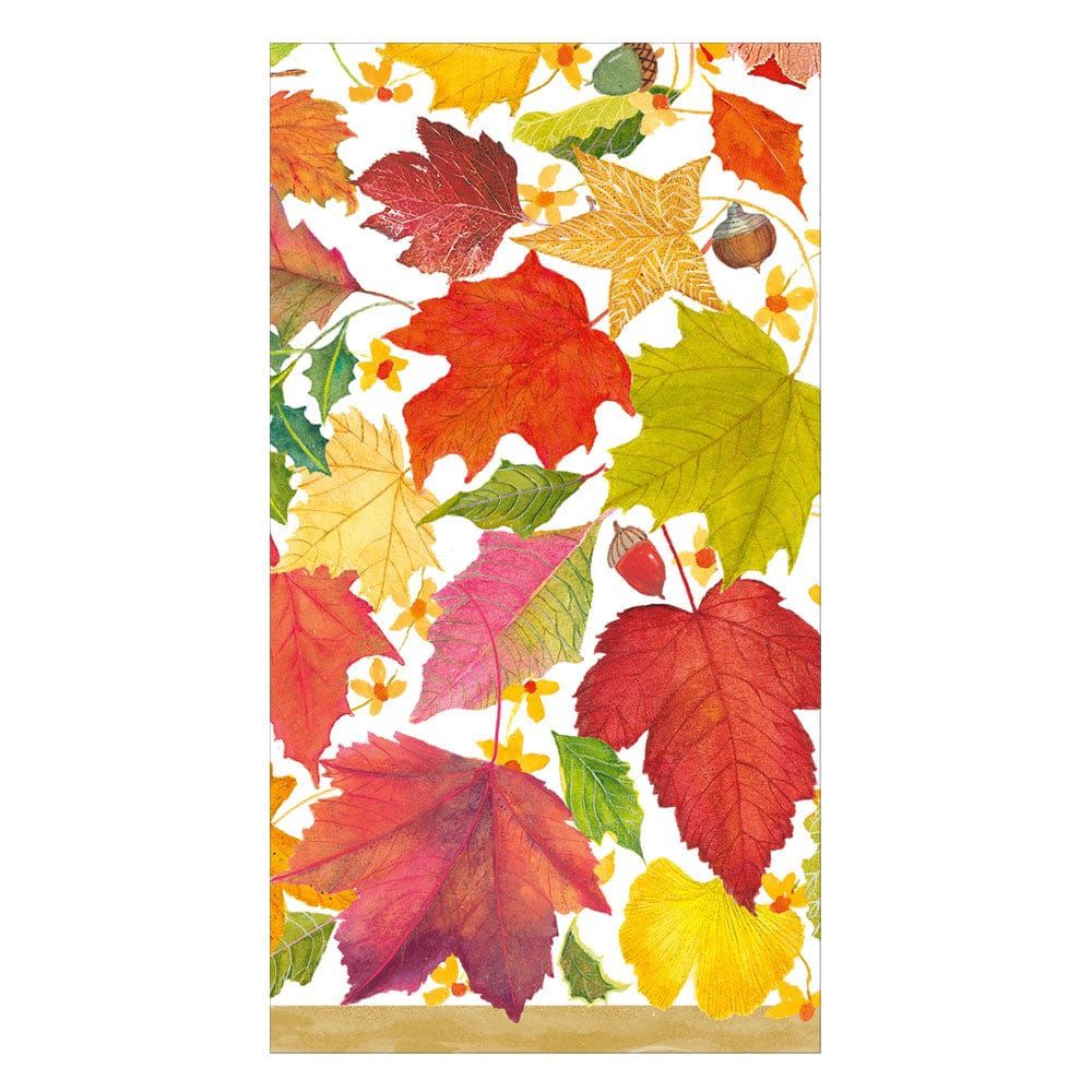 Caspari Swirling Leaves White Guest Towels - 15 Per Package
