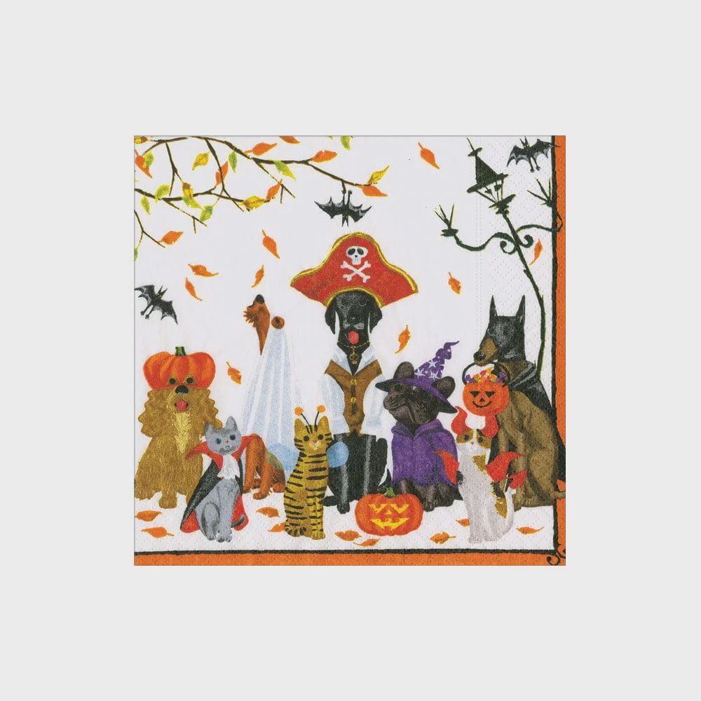 Caspari Halloween Pets Cocktail Napkins - 20 Per Package