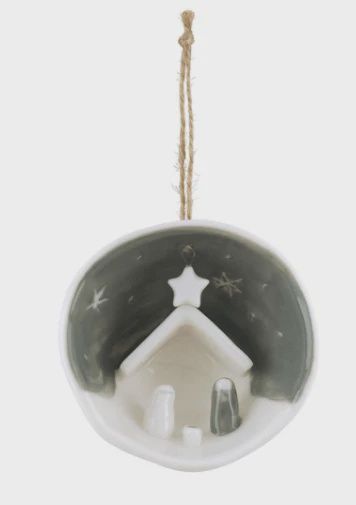Nativity Half Circle Porcelain Ornament