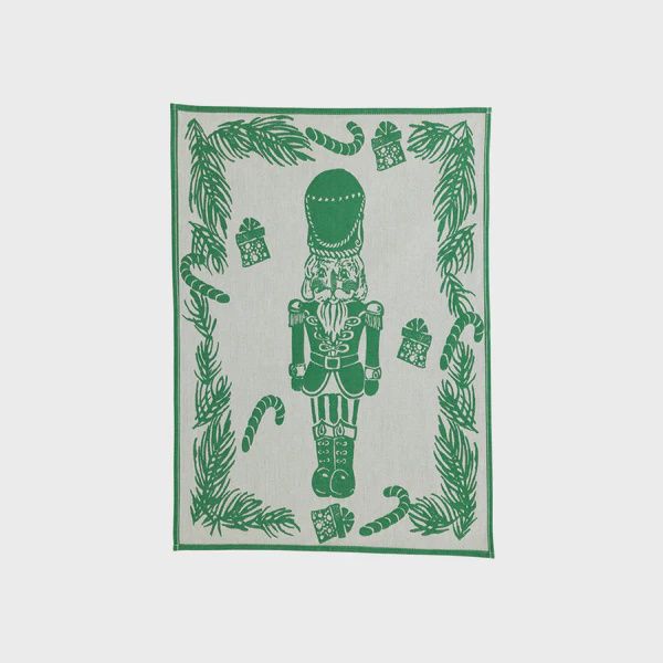 Vietri Stronfinaccio Dish Towels, Design: Green Nutcracker