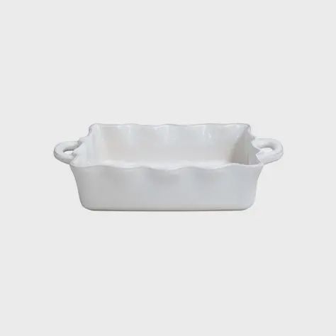 Costa Nova Medium Rectangle Ruffled Baker White