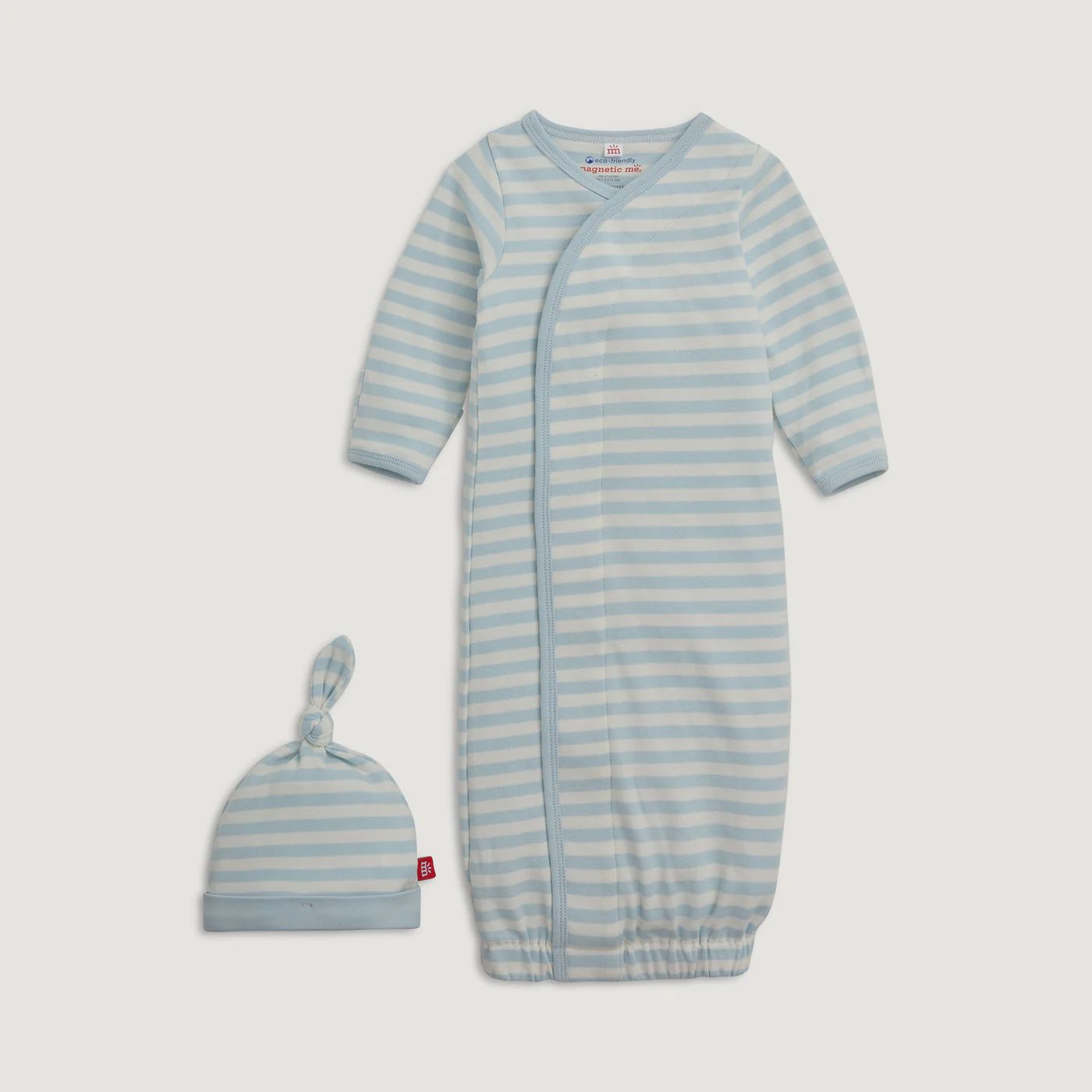 Magnetic Me Blue Stripe Organic Cotton Gown and Hat NB-3M