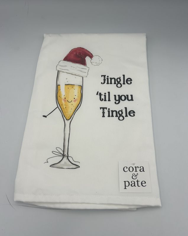 Cora and Pate Jingle Til You Tingle Tea Towel