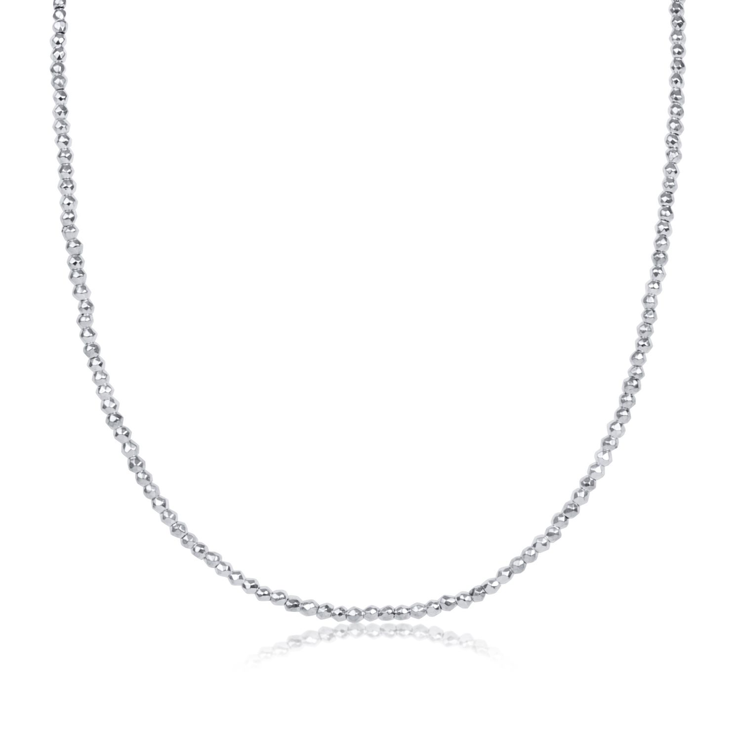 enewton 17&quot; Choker Bright Silver Facted Hematite 2mm Bead