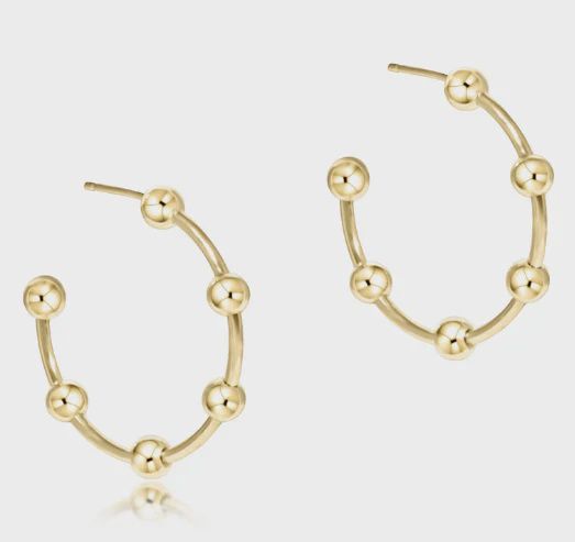 enewton Beaded Simplicity 1" Post Hoop 4mm Gold