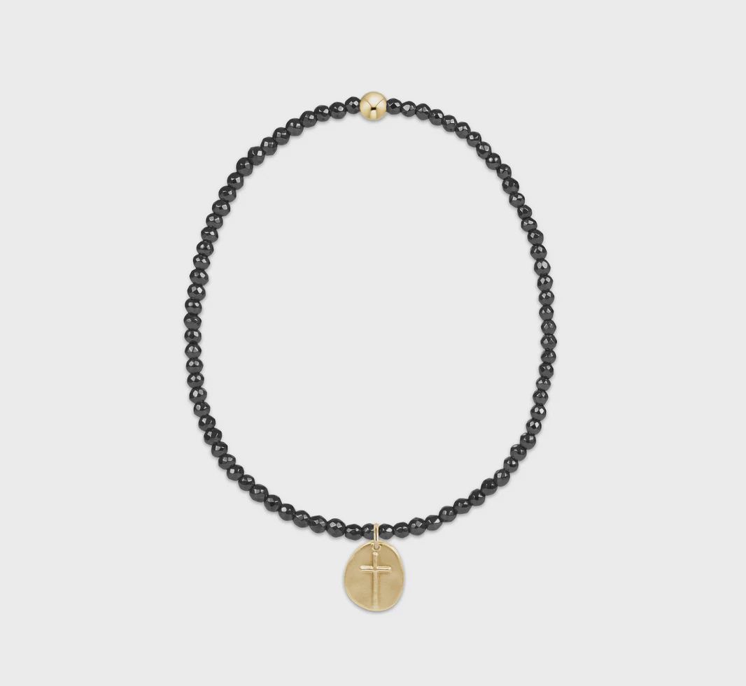 enewton Faceted Hematite 2mm Bead Bracelet - Inspire Small Gold Charm