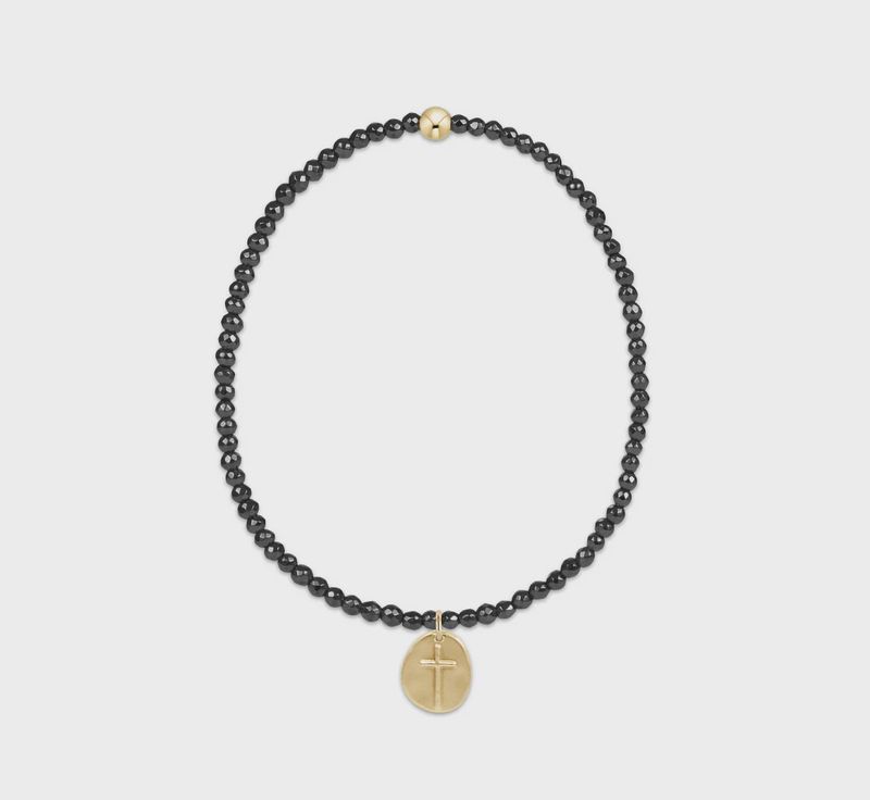 enewton Faceted Hematite 2mm Bead Bracelet - Inspire Small Gold Charm