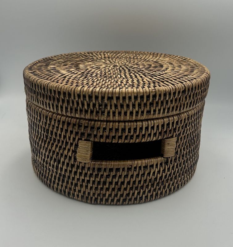 Burma Rattan Round Lidded Box (Small)