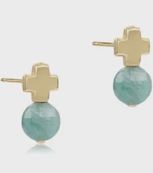 enewton Signature Cross Gold Stud Amazonite