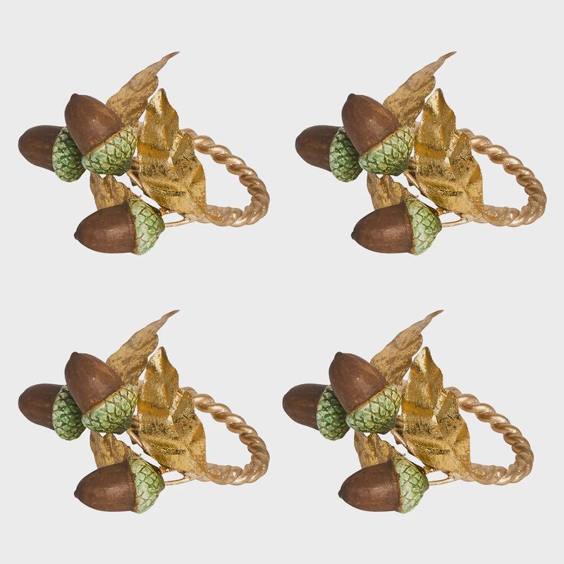Juliska Forest Walk Acorn Napkin Ring Set/4