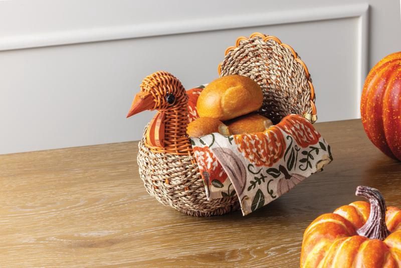 Mudpie Woven Turkey Bread Basket Set