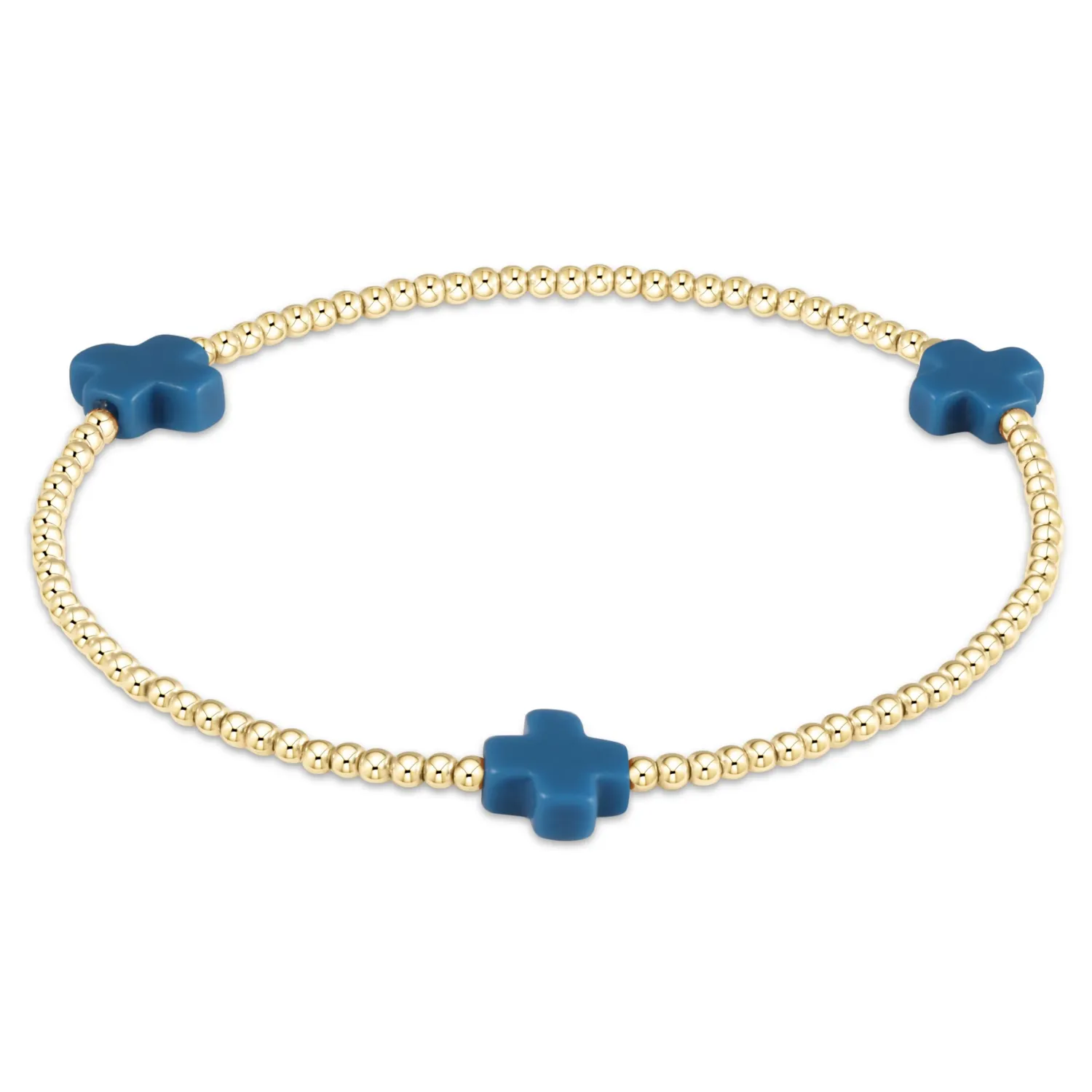 enewton Signature Cross 2mm Gold Bracelet - Cobalt