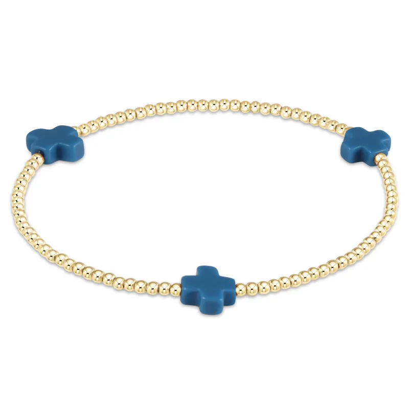 enewton Signature Cross 2mm Gold Bracelet - Cobalt