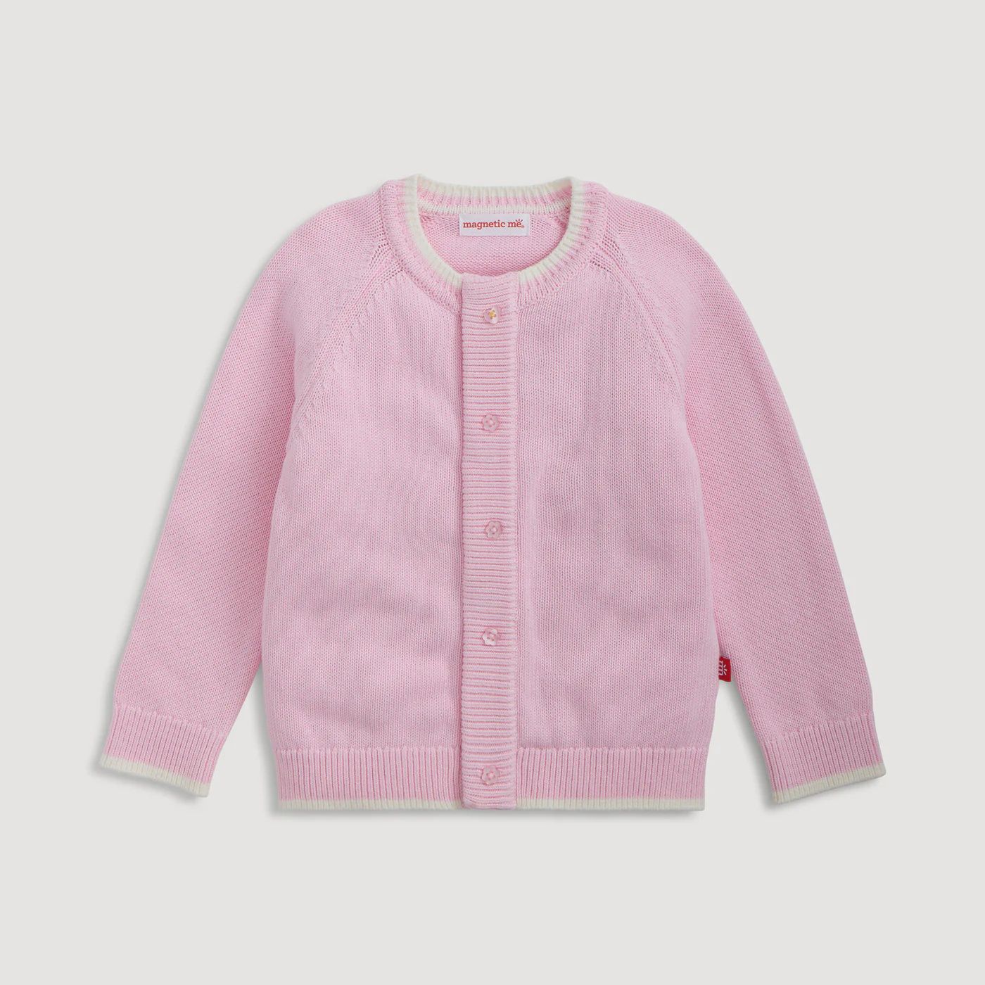 Magnetic Me Crew Neck Cardigan W Tipping - Pink