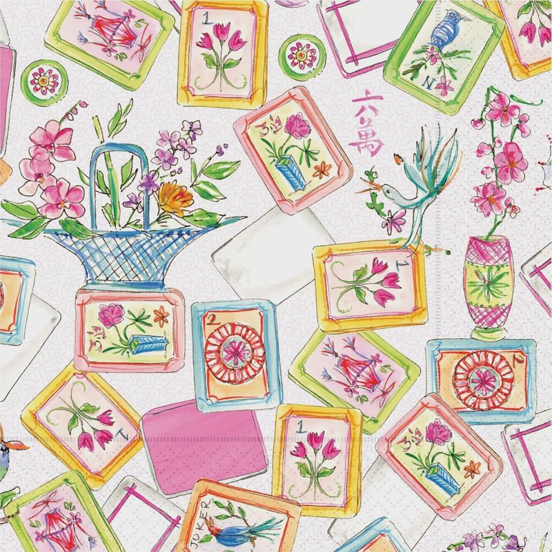 Boston International Mahjong Pink Cocktail Napkins