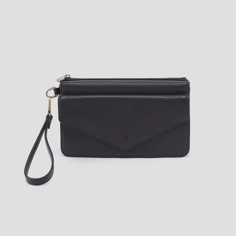 HOBO Goldie Wristlet in Pebbled Leather (Black)