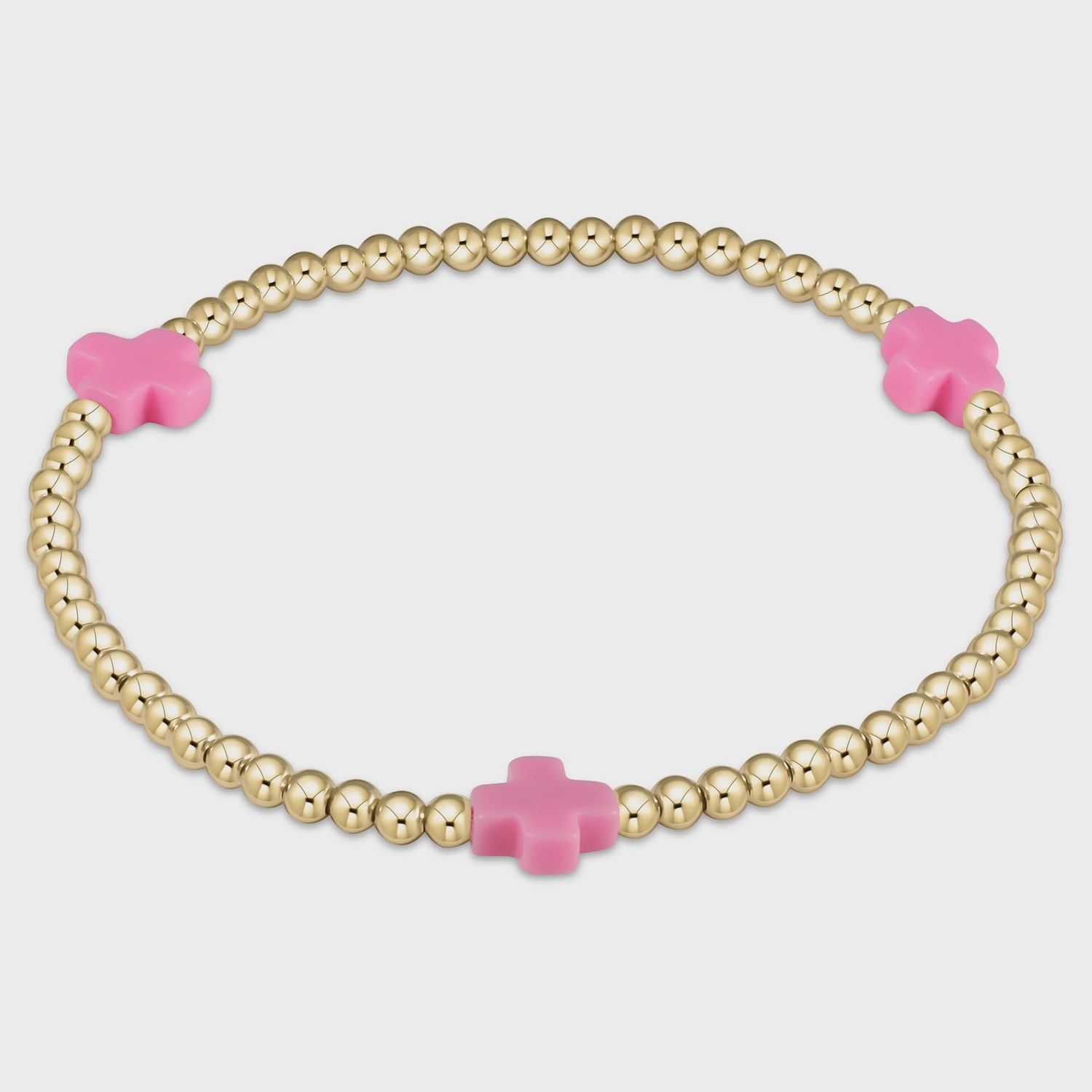 enewton Signature Cross 3mm Gold Bracelet - Bright Pink