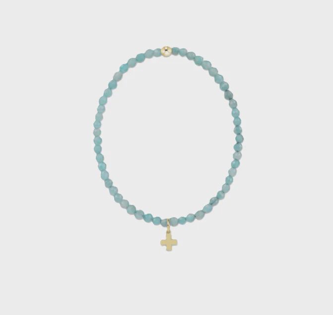 enewton Classic Amazonite 3mm Bracelet - Signature Cross Gold Charm