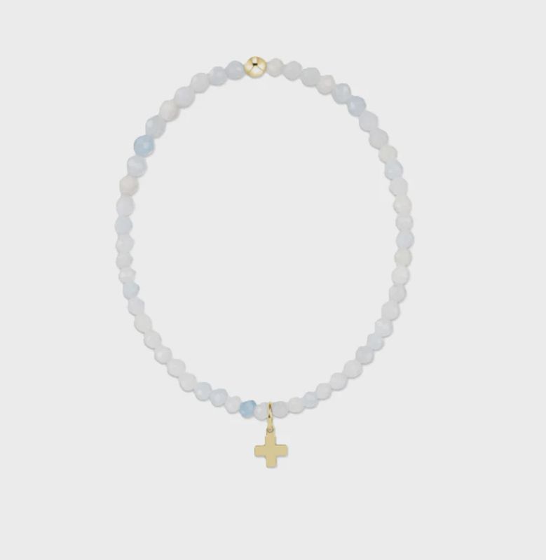 enewton Classic Aquamarine 3mm Bracelet Signature Gold Cross
