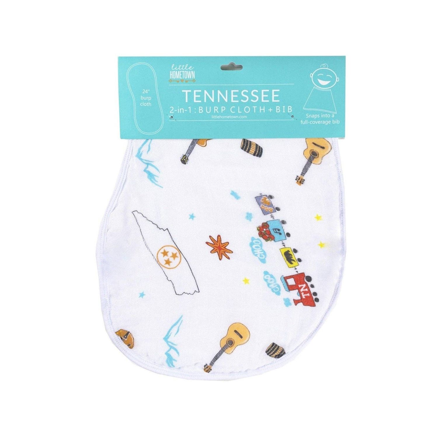 Tennessee Baby Burp Cloth and Bib 2 in 1  Absorbent and Gentle on Newborn Skin