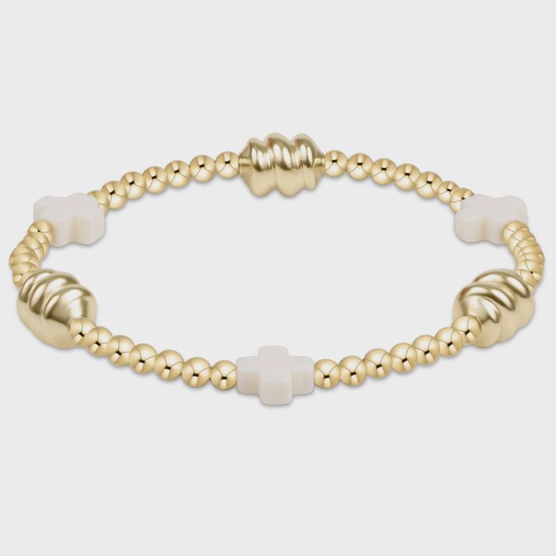 enewton Signature Cross Off-White &amp; Admire Gold 3mm Gold Bracelet