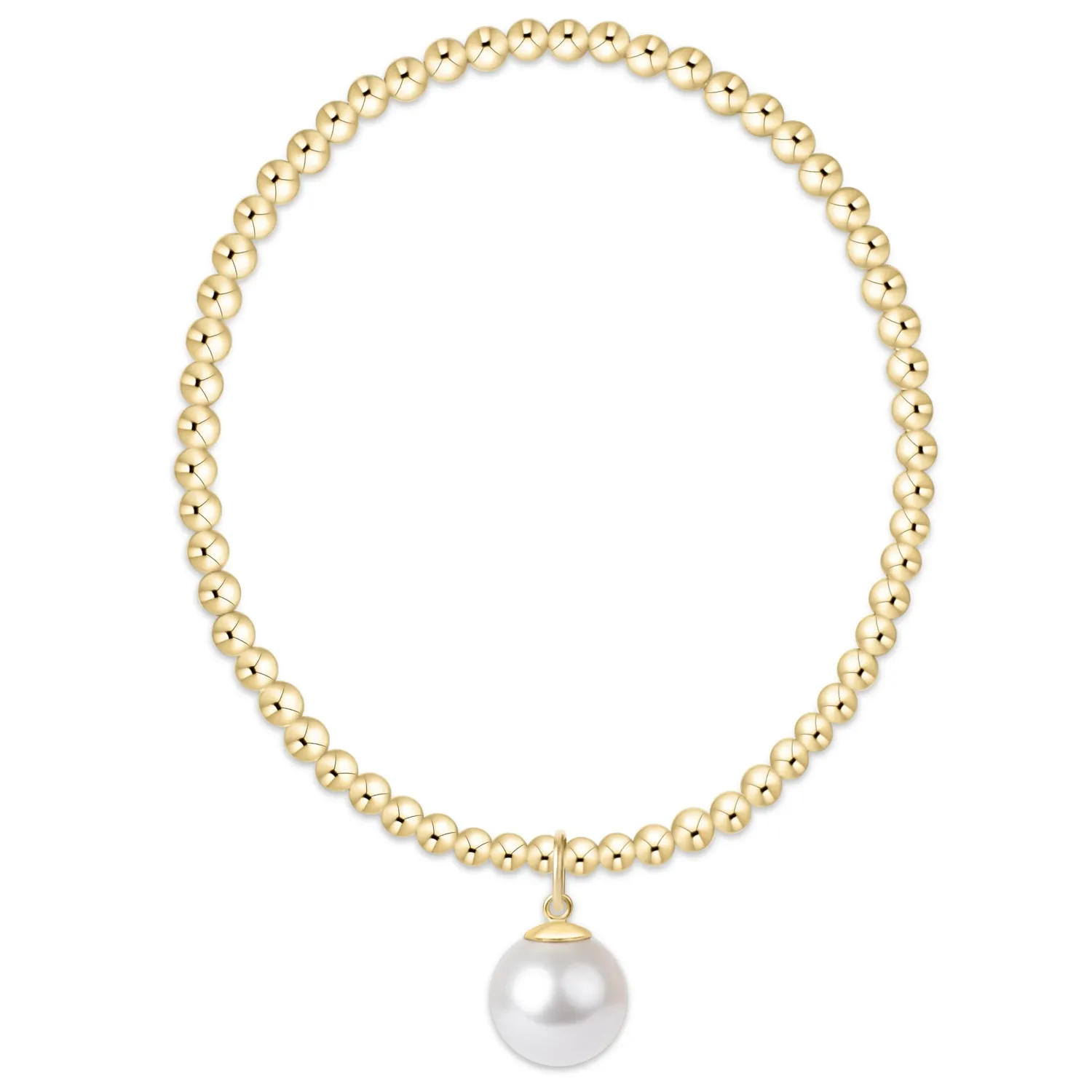 Extends Classic Gold 3MM Bracelet- Classic Pearl 10MM Charm