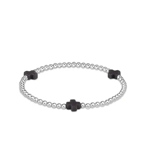 Extends Signature Cross 3MM Sterling Bracelet- Onyx
