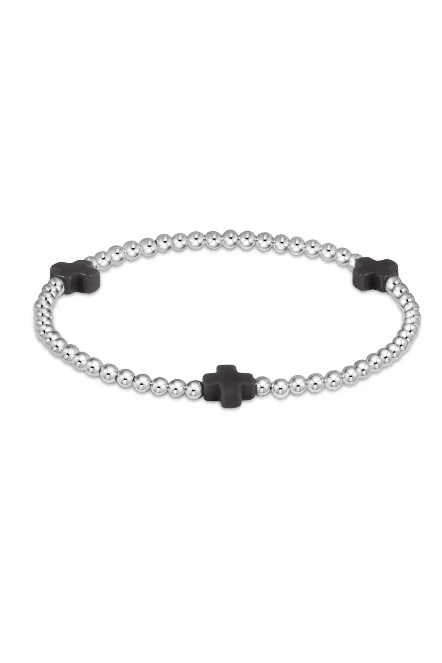 Signature Cross 3MM Sterling Bracelet-Onyx
