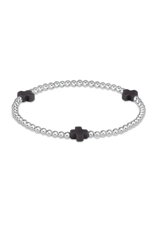 Signature Cross 3MM Sterling Bracelet-Onyx