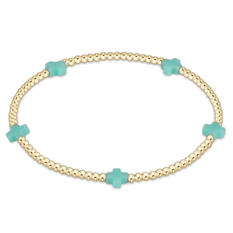 enewton Signature Cross Small 2mm Gold Bracelet - Mint