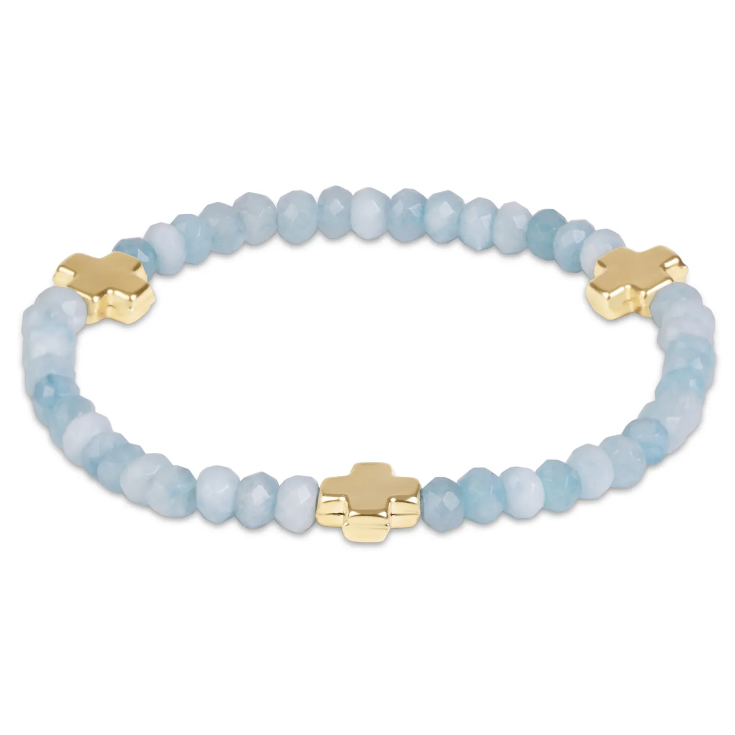 enewton Extends Signature Cross Gold 4mm Gemstone Bracelet - Aquamarine